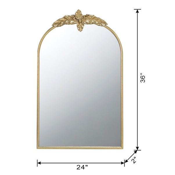 24" X 36" Arched Wall Mirror with Gold Metal Frame