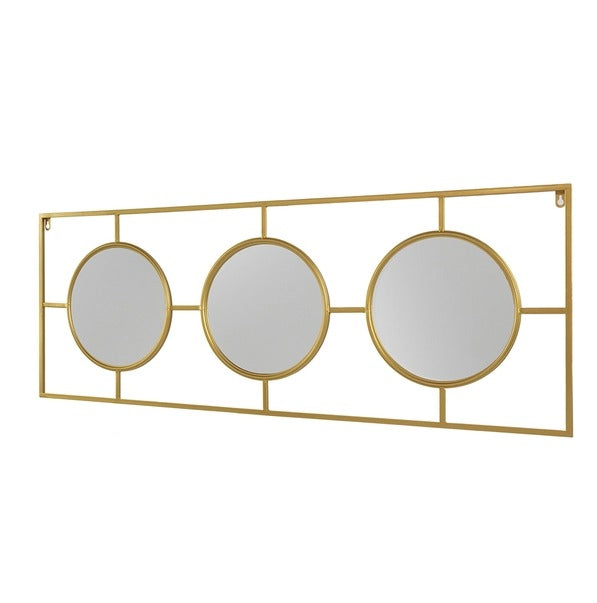 3 Mirror Piece Wall Mirror in Gold Rectangular Frame