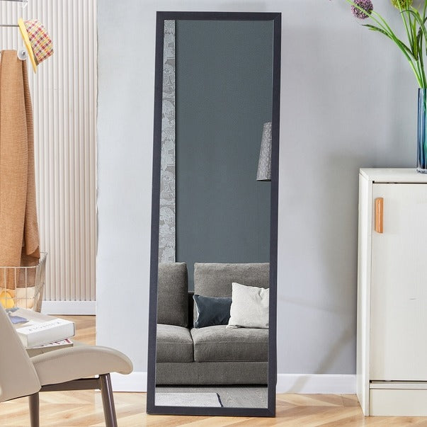 Third-Gen Black Wooden Full Body Floor Standing Mirror