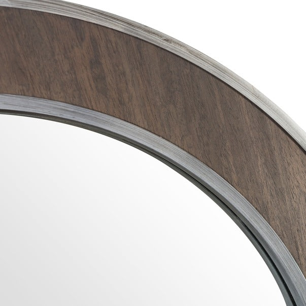 Macie 30-in Round Wood and Metal Mirror