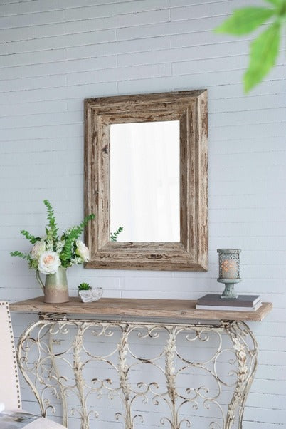 30x2x39" Rectangle Wall Accent Mirror with Distressed