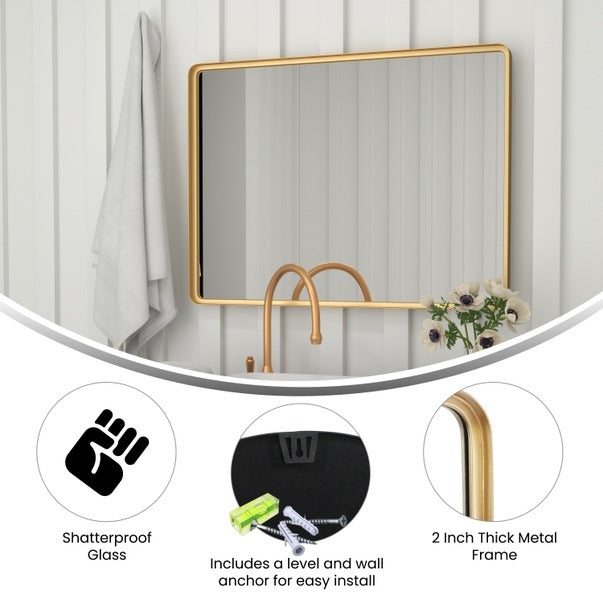 30x40 Gold Metal Wall Mirror - 2 Inch Deep Frame