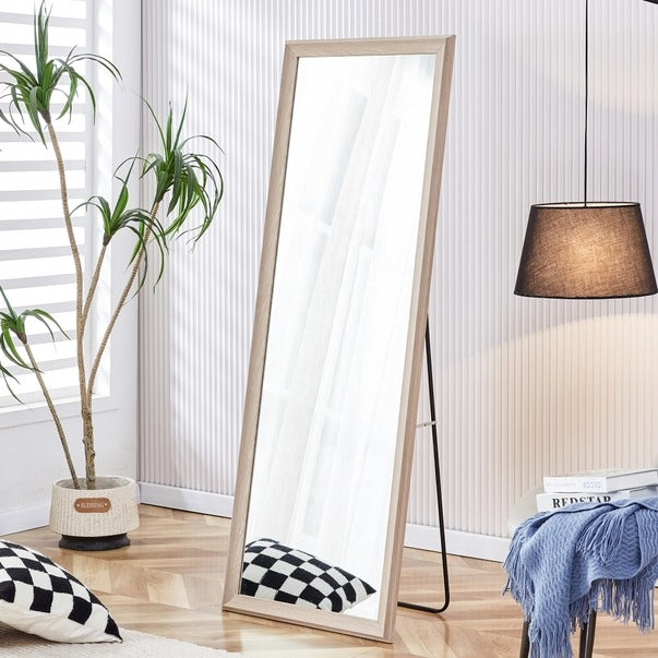 Third Gen Light Oak Wood Full-Length Floor Standing Mirror