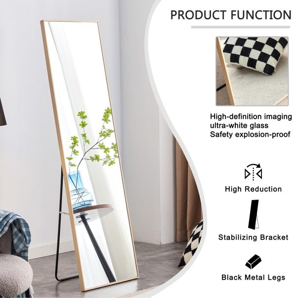 3rd Gen Light Oak Wood Full-Length Floor Mirror