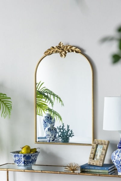 24" X 36" Arched Wall Mirror with Gold Metal Frame