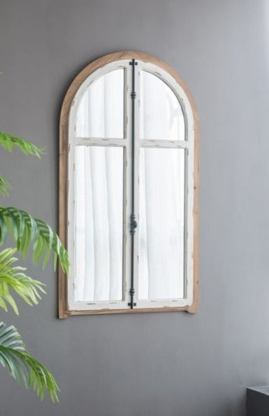 27.5" X 3" X 48" Arch Wood Wall Mirror