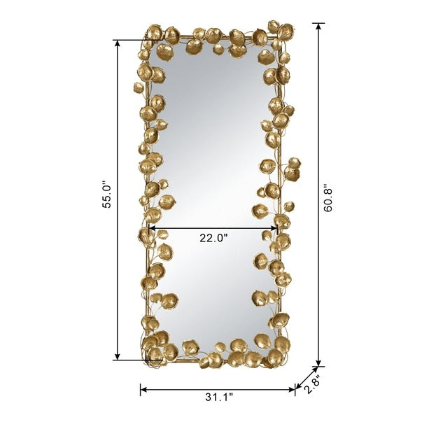 61" X 31" Full Length Mirror with Golden Leaf Accents, Floor