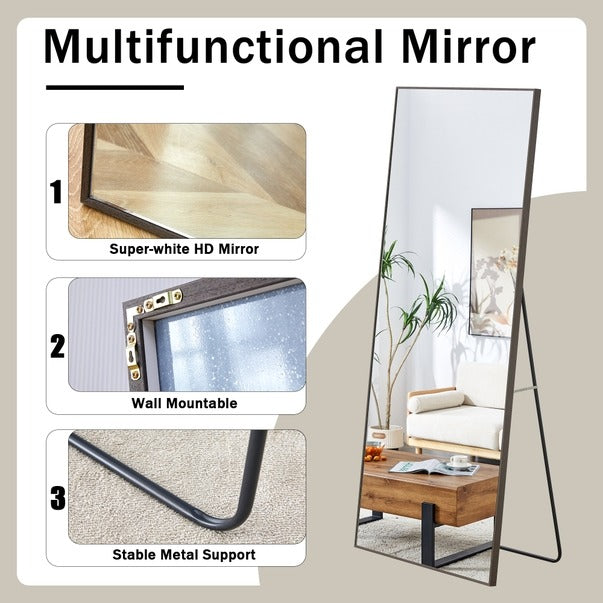 Solid Wood Frame Long Dressing Mirror - Bedroom & Store