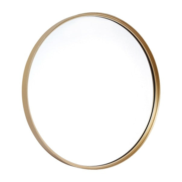 27.5" Round Gold Metal Framed Accent Wall Mirror