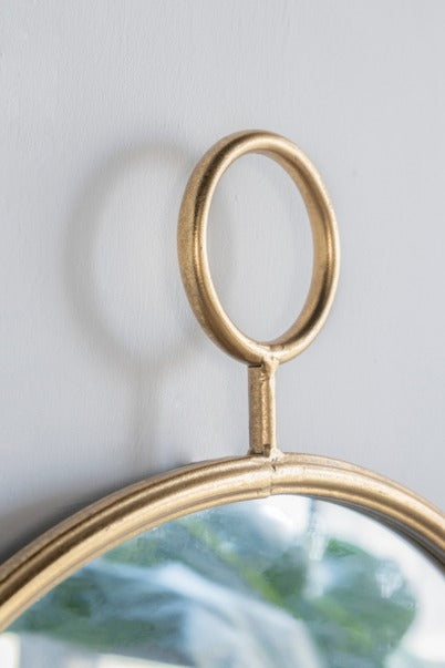 26" X 32" Circle Wall Mirror with Gold Metal Frame