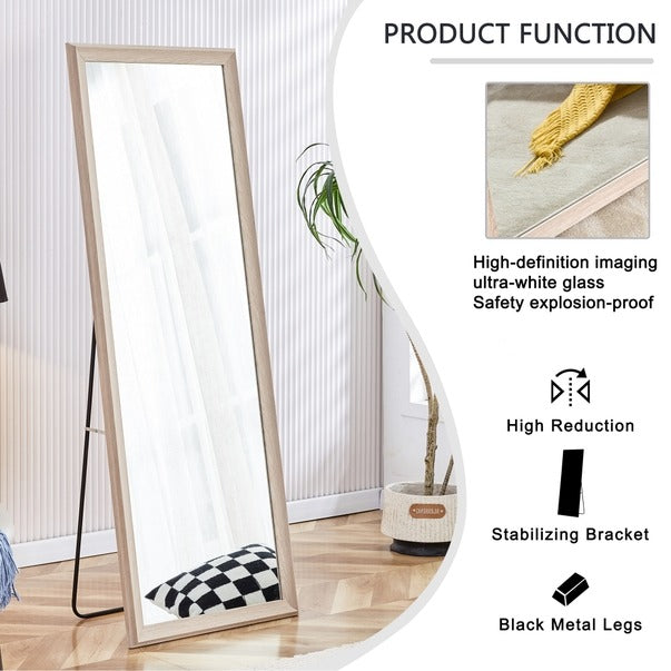 Third Gen Light Oak Wood Full-Length Floor Standing Mirror