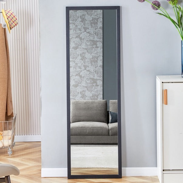 Third-Gen Black Wooden Full Body Floor Standing Mirror