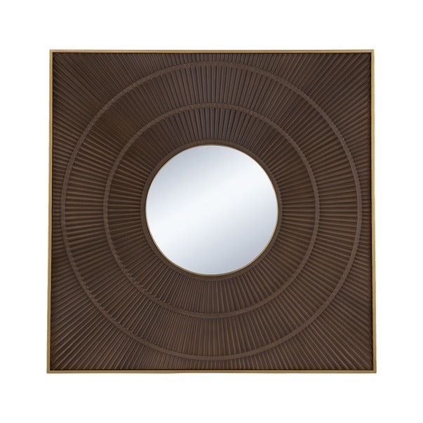 40" X 40" Square Carved Mirror with Pleated Design with Gold