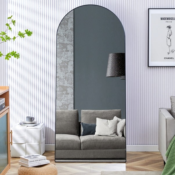 4th Gen Black Arched Floor Mirror with Bracket 71"x31