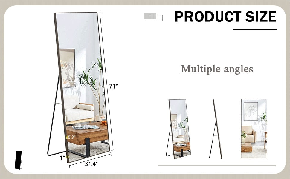 Solid Wood Frame Long Dressing Mirror - Bedroom & Store