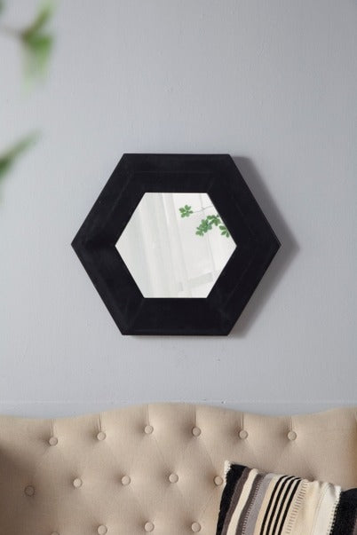 18.5" X 18.5" Hexagon Mirror with Solid Wood Frame