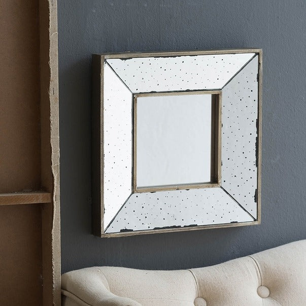 12" X 12" Distressed Silver Square Accent Mirror,Wall Mirror