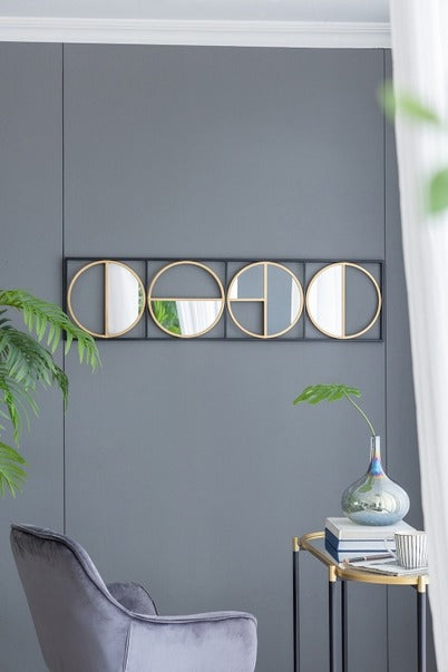 47.2" Eclectic Styling Metal Beaded Black Wall Mirror