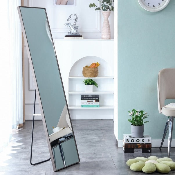 3rd Gen Gray Wood Full-Length Dressing Mirror Floor/Wall