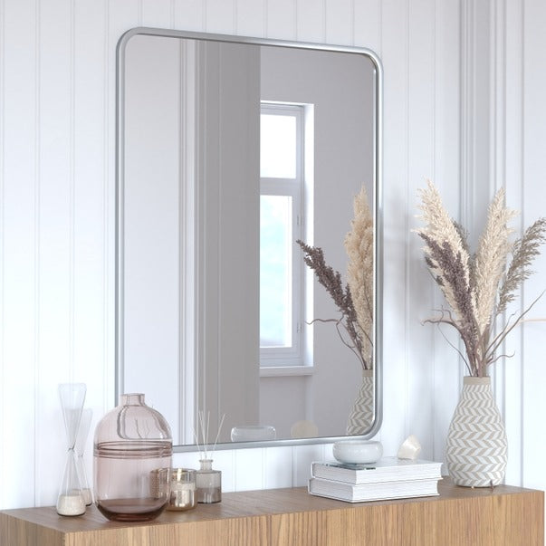 40x30 Matte Silver Metal Frame Accent Wall Mirror