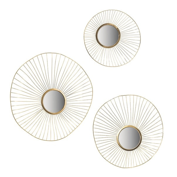 Set of 3 Wall Mirror Abstract Designed Wall Mirrors