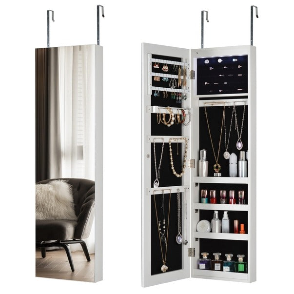 White Frameless Storage Mirror with Led Lighting