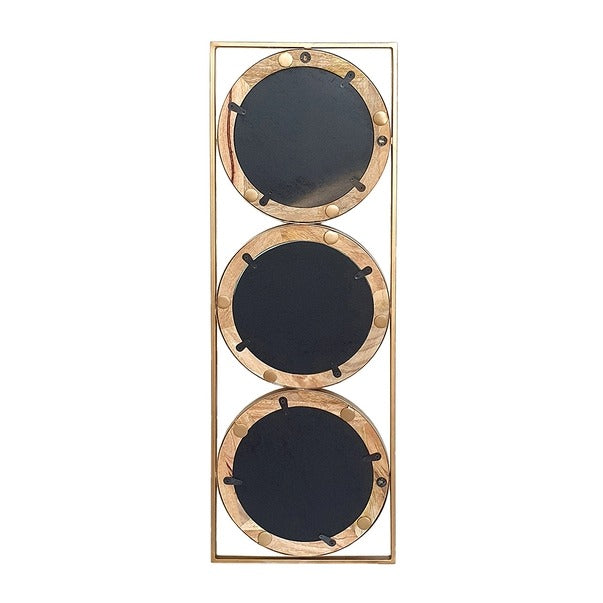 3 Mirror Piece Wall Mirror in Gold Rectangular Frame