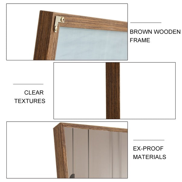 3rd Gen Brown Solid Wood Frame Full-Length Dressing Mirror