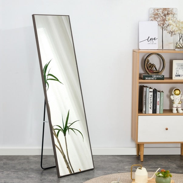 3rd Gen Gray Wood Full-Length Dressing Mirror Floor/Wall