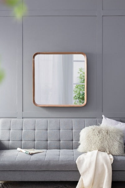 32"x32" Square Mirror with Wood Frame Wall Mirror