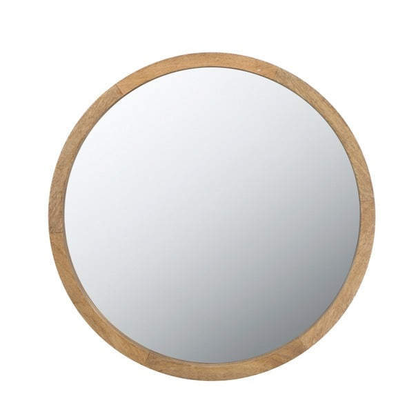 20" X 20" Circle Wall Mirror with Wooden Frame Wall Mirror