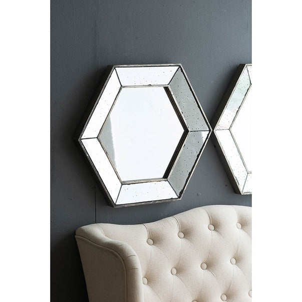 21" X 18" Hexagon Wall Mirror with Traditional Silver Finish