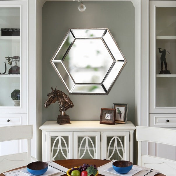 20" X 18" Hexagon Wall Mirror with Contemporary Glass Design