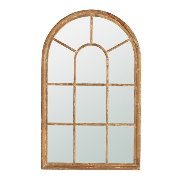 34x54.3" Large Arched Accent Mirror with Brown Frame