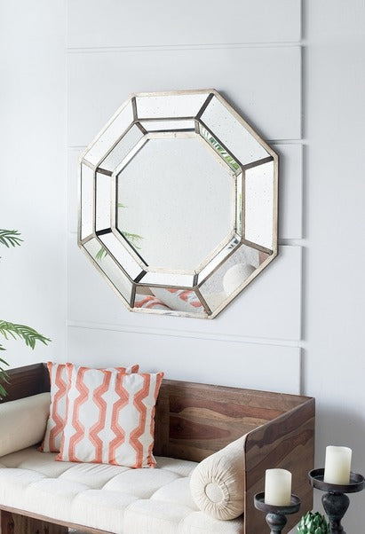 40" X 40" Oversized Silver Octagon Mirror, Mid-Century Moder