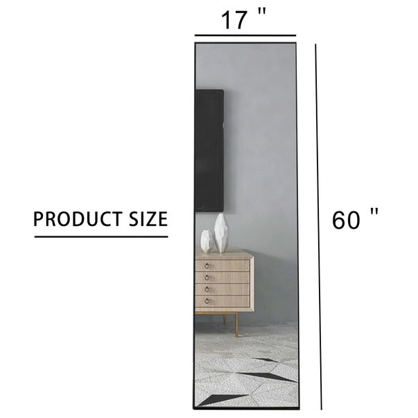 3rd Gen Black Solid Wood Full Length Dressing Mirror 60"x17