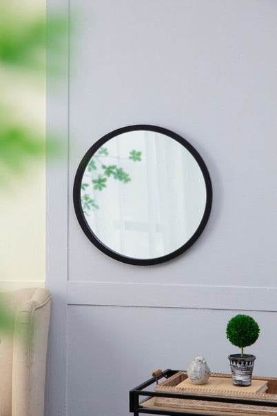 20" X 20" Circle Wall Mirror with Wooden Frame