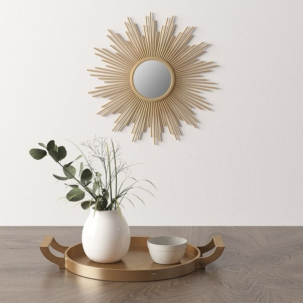 Sunburst Metal Wall Accent Mirror, Gold