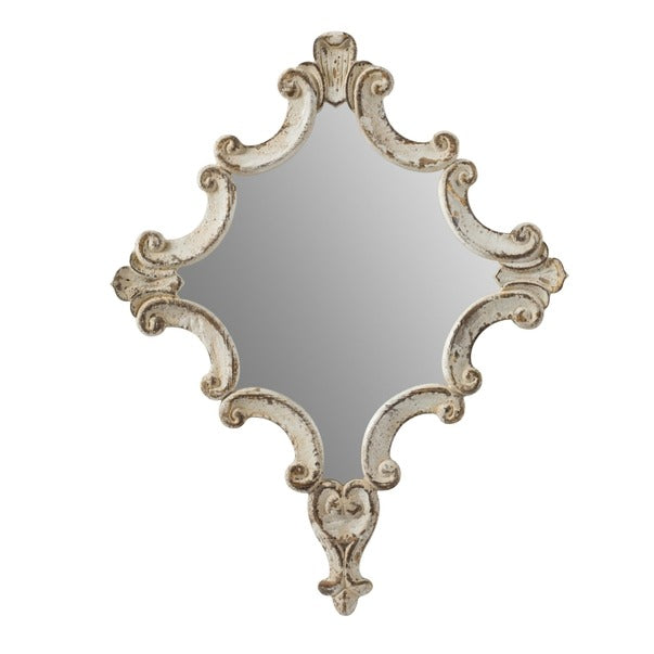 30" X 23.5" Artistic White Diamond Scrollwork Mirror