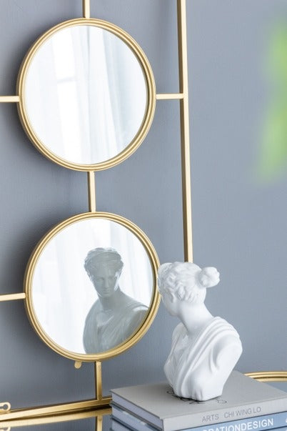 3 Mirror Piece Wall Mirror in Gold Rectangular Frame