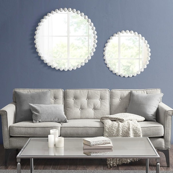 Round Iron Framed Wall Decor Mirror, Matte White