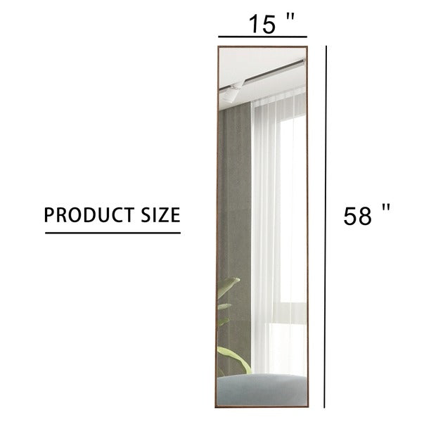 3rd Gen Brown Solid Wood Frame Full-Length Dressing Mirror