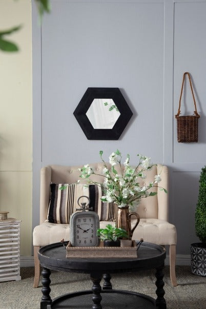 18.5" X 18.5" Hexagon Mirror with Solid Wood Frame