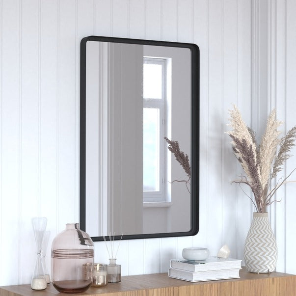 24x36 Black Metal Wall Mirror - 2 Inch Deep Frame