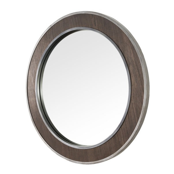 Macie 30-in Round Wood and Metal Mirror