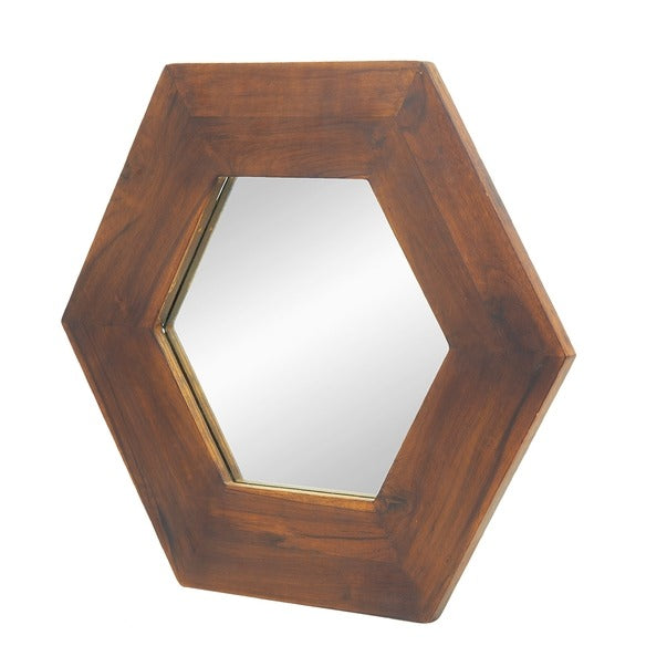 18.5" X 18.5" Hexagon Mirror with Solid Wood Frame