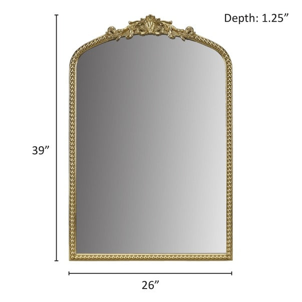 Transitional Beaded Arch Wall Decor Mirror, Gold