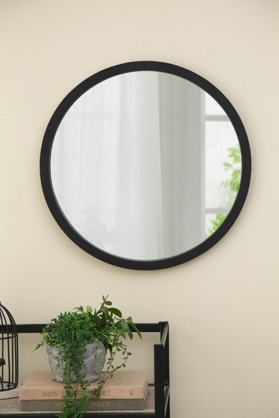 20" X 20" Circle Wall Mirror with Wooden Frame