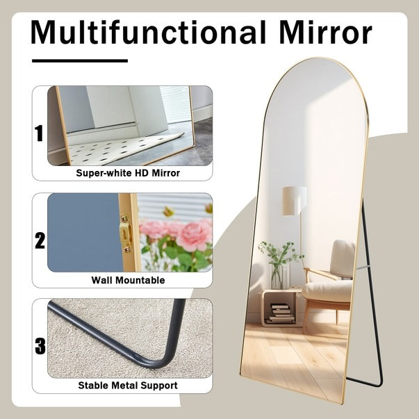 4th Gen Full-Length Arched Metal Mirror with Stand 71"x31