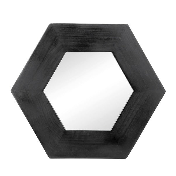 18.5" X 18.5" Hexagon Mirror with Solid Wood Frame